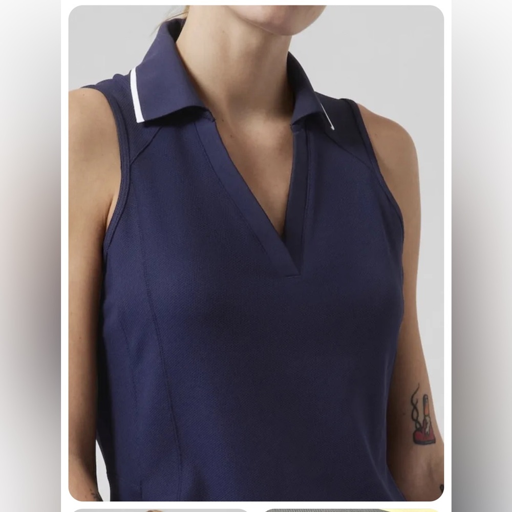NWOT Athleta Everyday Polo Tank Top M Medium Dress Blue Golf Tennis Sport